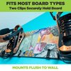 HIDEit Mounts HBoard - Horizontal Snowboard Wall Mount Clips - American Company - Black Steel and Rubber-Dipped Horizontal Snowboard Display Wall Mount for Adult and Youth Snowboards