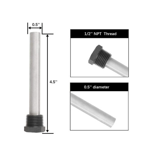RV Water Heater Magnesium Anode Rod for Atwood Heaters, Dele 2 Pack 1/2" NPT RV Hot Water Tank Anode Rod for RV, Camper and Trailer Water Heaters
