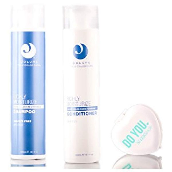 Colure True Color Care Richly Moisturize Shampoo & Conditioner DUO Set (with Sleek Compact Mirror) (10.1 oz / 300ml Kit)