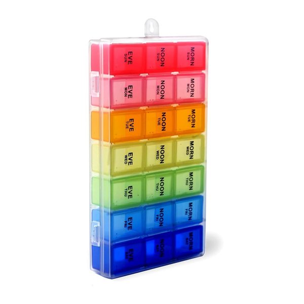 Inspiration Industry NY Pill Organizer Box with Snap Lids (7-day AM/PM) - Pill Box 6018