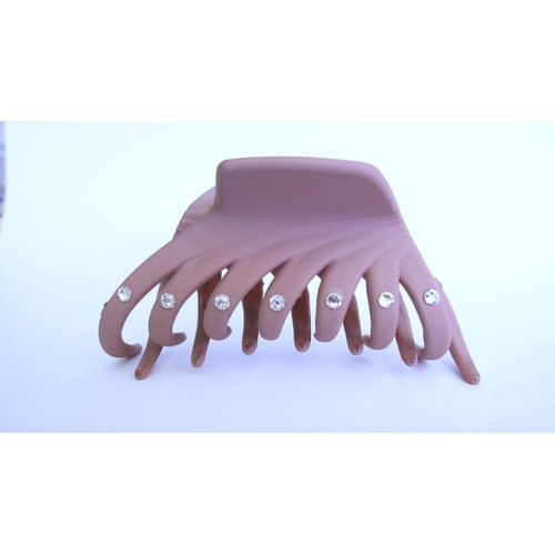 Mauve lavender hair claw clip with crystals for fine thin hair (Crystal choice: With crystals)