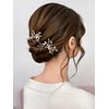 SWEETV 2Pcs Bridal Hair Accessories Pearl Bride Wedding Hair Pins Leaf Bridal Head Piece Rhinestones Hair Jewelry Gold Hair Accessories for Women and Girls