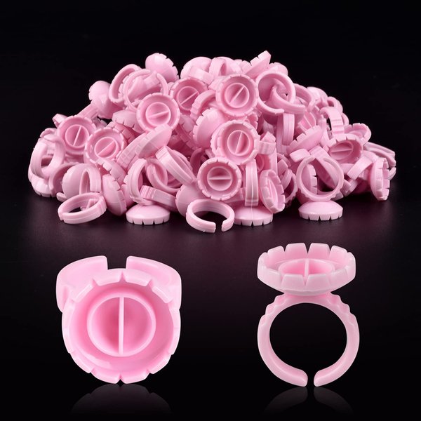 NXJ INFILILA Glue Rings, 100PCS Glue Rings for Eyelash Extensions, Disposable Lash Glue Rings for Eyelash Extension Supplies, Blossom Lash Glue Holder Rings for Lash Supplies