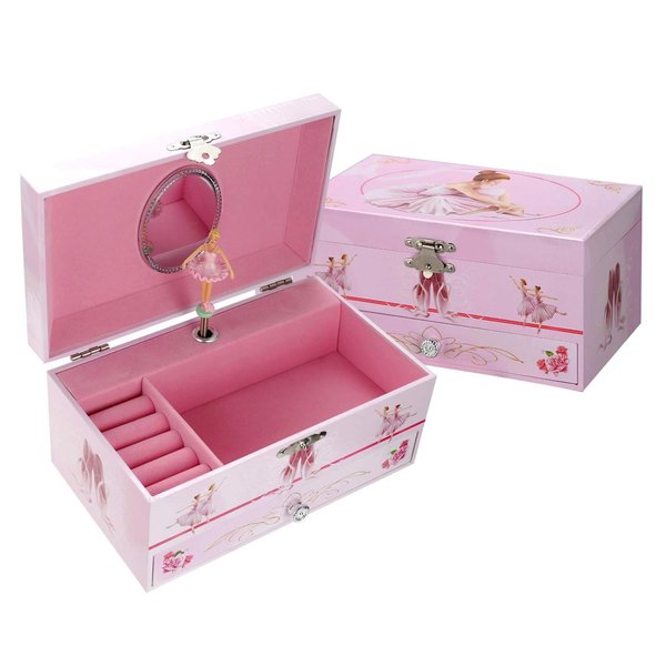 TAOPU Sweet Musical Jewelry Box with Pullout Drawer and dancing Ballerina Girl Figurines Music Box Jewel Storage Case for girls