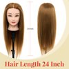 Neverland Beauty Mannequin Head with 60% Real Human Hair, 24 Inch Cosmetology Mannequin Doll Head for Hair Styling, Hairdressing Training Practice Braiding Manikin Head with DIY Hair Styling Set