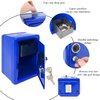 Kid Safe Piggy Bank, Metal Safe with Key, Money Saving Box for Children, Boys Girls Best Gift (Blue- Rectangular)