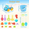19 Pieces Beach Games for Children, with Bucket, Net Bag, Shovel, Sand Rake, Beach Sand Games, Sand Moulds for Children 1 2 3 4 Years Boys and Girls