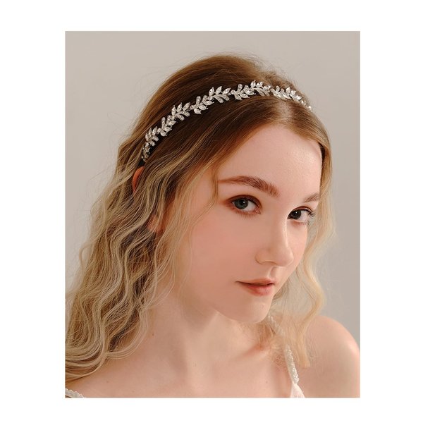 LEMOXIVI Silver Wedding Headband Crystal Bridal Headpieces for Wedding Rhinestone Bride Hair Accessories for Flower Girl Bridesmaid
