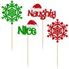 Gyufise 24Pcs Naughty Or Nice Cupcake Toppers Red Green Glitter Christmas Cupcake Pick Decorations for Merry Christmas Theme Birthday Baby Shower Party Happy New Year Party Supplies