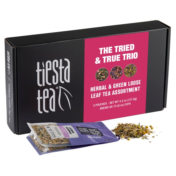 Tiesta Tea - Tiesta's Top Loose Leaf Tea Gift Box | Medium Caffeinated Tea Variety Pack | Make Hot & Iced Tea | 3 Pouches of Assorted Tea Blends with Green, Herbal, Fruity & Lavender Tea Bags
