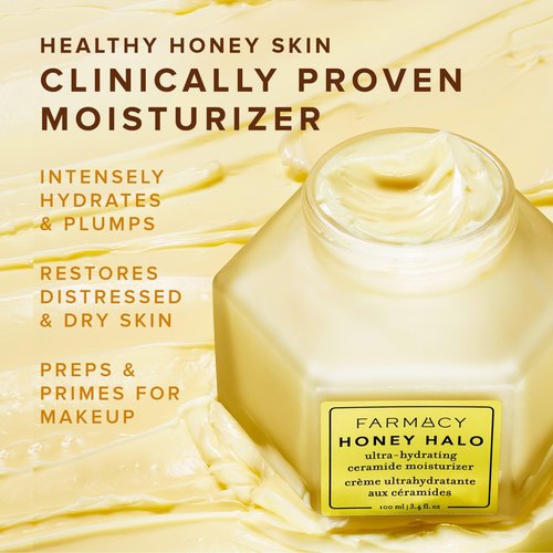 Farmacy Ceramide Face Moisturizer - Honey Halo Hydrating Facial Moisturizer for Dry Skin - Plumps, Soothes + Restores Skin with Potent Ceramides + Buckwheat Honey for a Dewy, Healthy Glow (50ml)