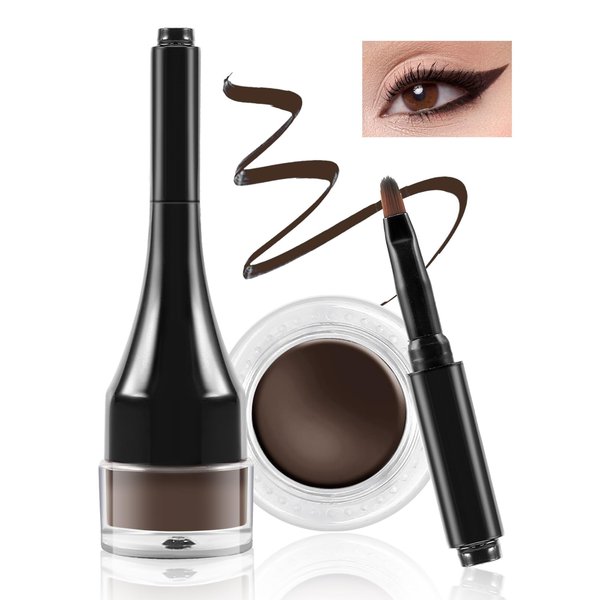 Boobeen Gel Eyeliner Set, Waterproof Eye Liner Gel with Brush Applicator, High Pigmented Cream Eyeliner for Women, For Long-lasting Bold Eye Makeup