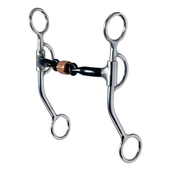 REINSMAN 776 All Around Curb Bit for Horse - 3-Piece Sweet Iron Snaffle with Copper Roller - Stage C