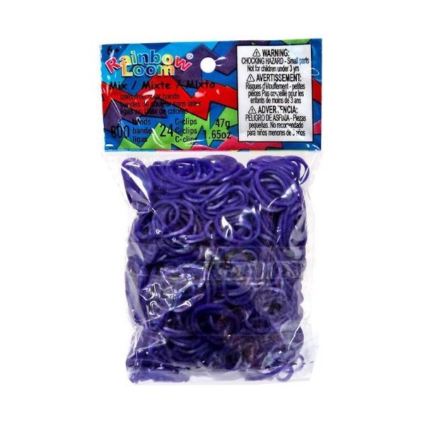 Official Rainbow Loom 600 Ct. Rubber Band Refill Pack DEEP PURPLE [Includes 25 C-Clips!]