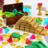 Feleph Treasure Accessories Money Building Blocks Set Jewel Chest, Gems Diamonds, Bullion Gold Tile Silver Bar, Power Crystals, Coins, Goblet, 100 Dollar Bill Cash Toy Brick