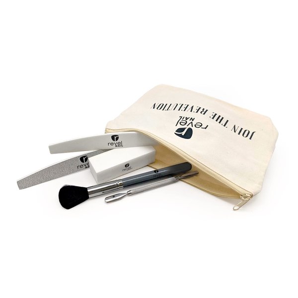 Revel Nail Tool Kit - Dip Powder and Gel Polish Nail Kit, With Cuticle Pusher, Nail File, Buffer, Powder Brush and Nail Clipper Case, Manicure Set