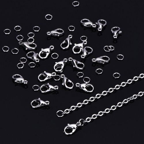 Outus 33 Feet Necklace Chains Stainless Steel DIY Link Chain Necklaces with 20 Lobster Clasps and 30 Jump Rings for Jewelry Making (1.5 mm Wide)