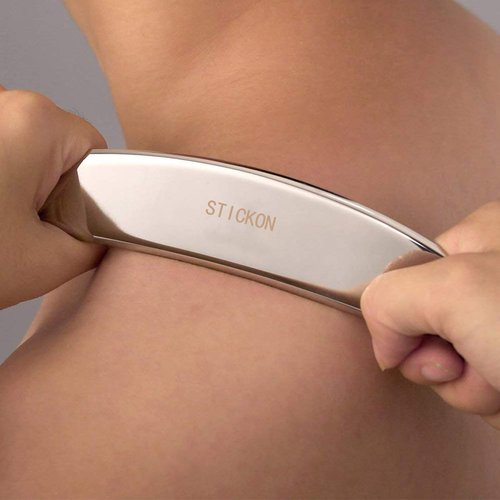 STICKON Stainless Steel Gua Sha Scraping Massage Tool IASTM Tools GREAT Soft Tissue Mobilization Tool (Sickle Shape)