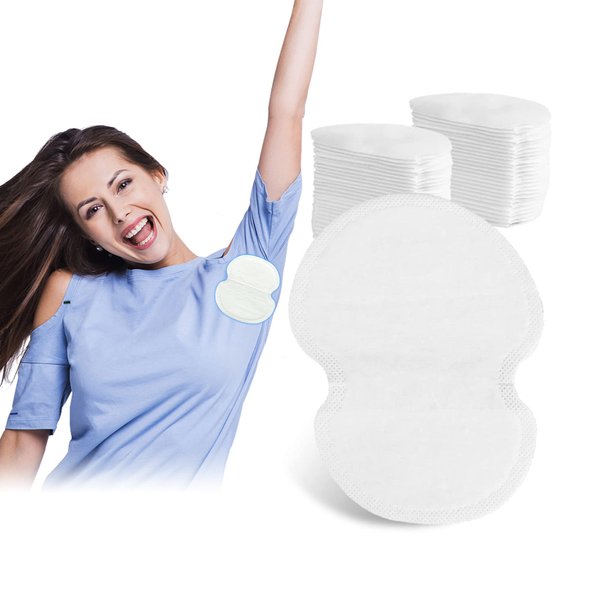 KONGDY 100 Pcs Armpit Sweat Pads, Underarm Sweat Pads for Women and Men Pure Cotton Disposable Underarm Pads, Sweat Absorption Comfortable, Extra Adhesive Unflavored