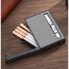 Malisseladi Cigarette Case with Built-in Lighter Windproof Refillable Butane Jet Torch Lighter Automatic Ejection Cigarette Case Dispenser Box Holder (Black)