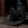 Small Witch Hat Retro Black Witch Flower Hair Clip Decorative Halloween Hair Accessories for Party (Black Flower)