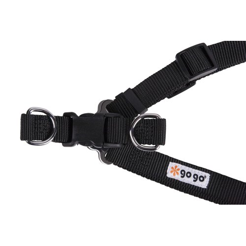 GoGo Pet Products Comfy Nylon 5/8-Inch Adjustable Easy Pet Harness, Small, Black