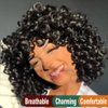 KEVVTY Black Curly Wigs for Black Women Short Curly Wigs With Bangs For Women Synthetic Afro Curly Wigs Bouncy Fluffy Curly Hair Wigs Glueless Daily and Cosplay