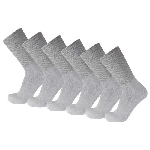 6 Pairs of Premium Cotton Loose Top Diabetic Neuropathy Crew Socks (10-13, Gray)