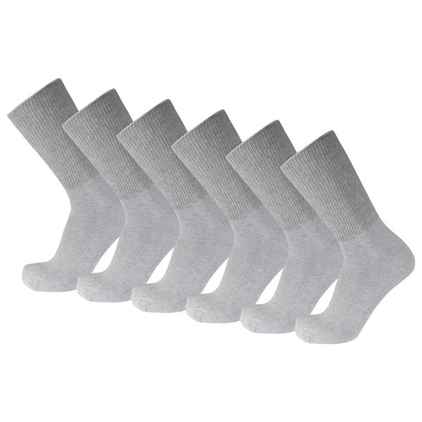 6 Pairs of Premium Cotton Loose Top Diabetic Neuropathy Crew Socks (10-13, Gray)