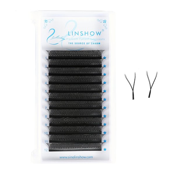 LinShow Eyelash Extensions YY/3D/4D/5D W Shape Premade Volume Fans 0.07mm C/D Curl Lengthe 8-15mm Premium Mink Eyelash Volume Fans (YY D Curl, 12mm)