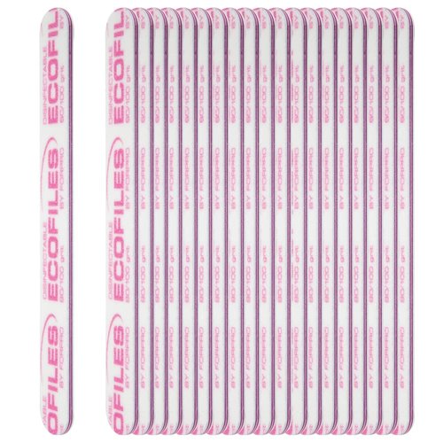 ForPro Professional Collection ECOFILES, Eco-Friendly Manicure and Pedicure Foam Board Nail File, 80/100 Grit, Pink, 20-Count