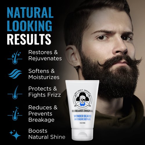 Bluebeards Original Wonder Beard Intensive Repair, 4 oz. - Beard Conditioner for Men with Meadowfoam Seed Oil & Amino Acids to Deeply Restore, Soften, and Rejuvenate Your Beard and Skin - Made in USA
