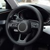 KAFEEK Steering Wheel Cover, Universal 15 inch, Microfiber Leather, Anti-Slip, Odorless, Black Lines