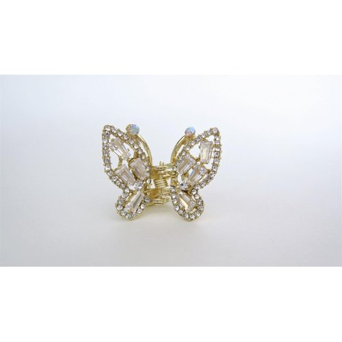 Generic Small crystal butterfly gold hair claw clip bridal clip bridal barrette