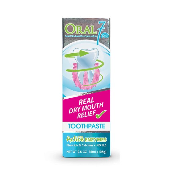 Oral7 Dry Mouth Toothpaste Containing Enzymes with Xylitol, Moisturizing and Teeth Whitening Toothpaste, Promotes Gum Health and Fresh Breath, Oral Care and Dry Mouth Products 2.5oz