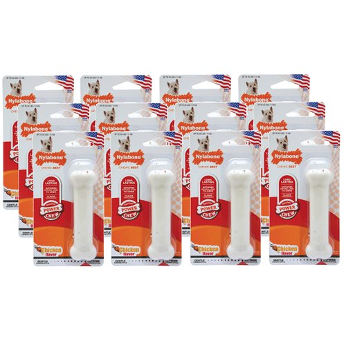 Nylabone 12 Pack of Dura Chew Power Chews, Regular, Chicken Flavor Dog Chew Toy