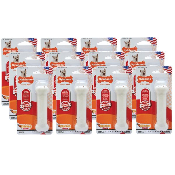 Nylabone 12 Pack of Dura Chew Power Chews, Regular, Chicken Flavor Dog Chew Toy