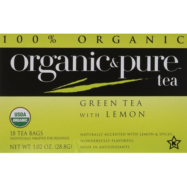Organic & Pure Green Tea Lemon, 18-count (Pack of6)