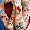 58+ PCS Concert Tour Temporary Tattoos For Fan Women Girls Adults, 3D Disco Fake Hand 13 Face Tattoo Stickers Men, Cartoon Cat Guitar Party Favor Supplies Festival Rave Accessories Decorations