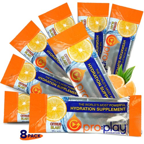 Pro:Play - 8 Stick Packs Citrus Blast - Electrolyte Hydration Drink with Magnesium + Zero Sugar - All Natural