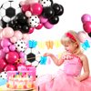 Soccer Party Balloon Garland Arch Kit, Black Hot Pink Balloon Decorations with Soccer Foil Balloon for Women Girls Kids Birthday Sports Party, Soccer Football Theme Birthday Party Decor Supplies
