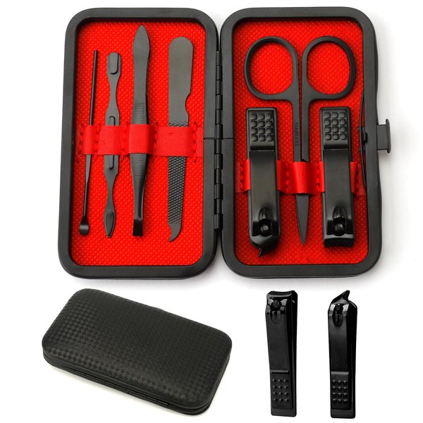 Manicure Kit, Nail Clipper Set, Manicure Set, Nail Clippers for Men Women, Manicure and Pedicure Kit, Travel Nail Clippers Kit, Personal Care Set, Grooming Kit Gifts for Men Family Parents (Black)