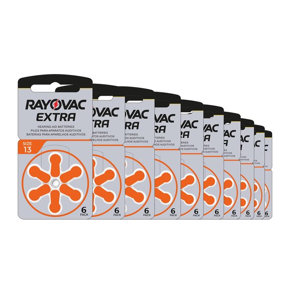 Rayovac WNS-emg-World Big Box Pack Extra Type 13 Hörgerätebatterien Zinc Air P13 PR48 ZL2, 60 Stück