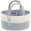 Casaphoria Diaper Caddy Organize,Cotton Rope Diaper Basket Caddy Baskets for Storage,100% Cotton Car Diaper Organizer with Removable Inserts,Cream and Gray (14.2''×8.7''×8'')