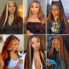 Ginger Blonde Highlight Lace Front Wigs Human Hair Skunk Stripe 13x4 Lace Frontal Wig Straight Black Ginger and Blonde Ombre Colored Wigs Glueluess Human Hair 22 Inch 180% Density Pre Plucked