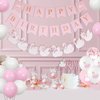 Swan Birthday Party Decorations, Swan Princess Party Decorations Banner White Pink Swan Balloon Cake Cupcake Topper Balloon for Girl Birthday Party Baby Shower