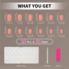 Frinail Fake Nails Press on Short Square Glue on Nails, 24PCS Pink False Nails, Gel Manicure Nails Press ons Glossy Acrylic Stick on Nail Kit with Adhesive Nail Tabs Jelly Glue