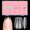 AILLSA Extra Short Coffin Nail Tips 450PCS Full Cover Soft Gel Clear Nail Tips Double-sided Matte Pre-Shaped Press on False Nail Tips for Nail Extension Fake Nails Manicure 15 Sizes