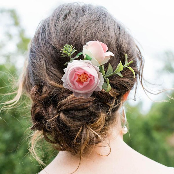 Fangsen Pink Berry Rose Hair Comb Festival Headpiece for Holiday Cosplay Women Party Silver (#524)