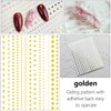 SILPECWEE 14 Sheets Gold Nail Stickers French Line Metallic Curve Strip Nail Decals Self Adhesive Nail Art Stickers Nail Design Stickers 3D Nail Decoration for Women Kids